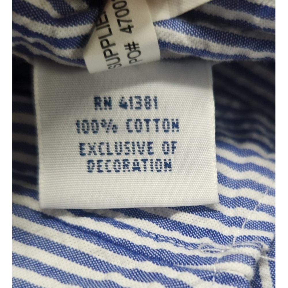 Ralph Lauren Shirt Men's 2X Blue White Striped Seersucker Button Up Preppy - Picture 6 of 7